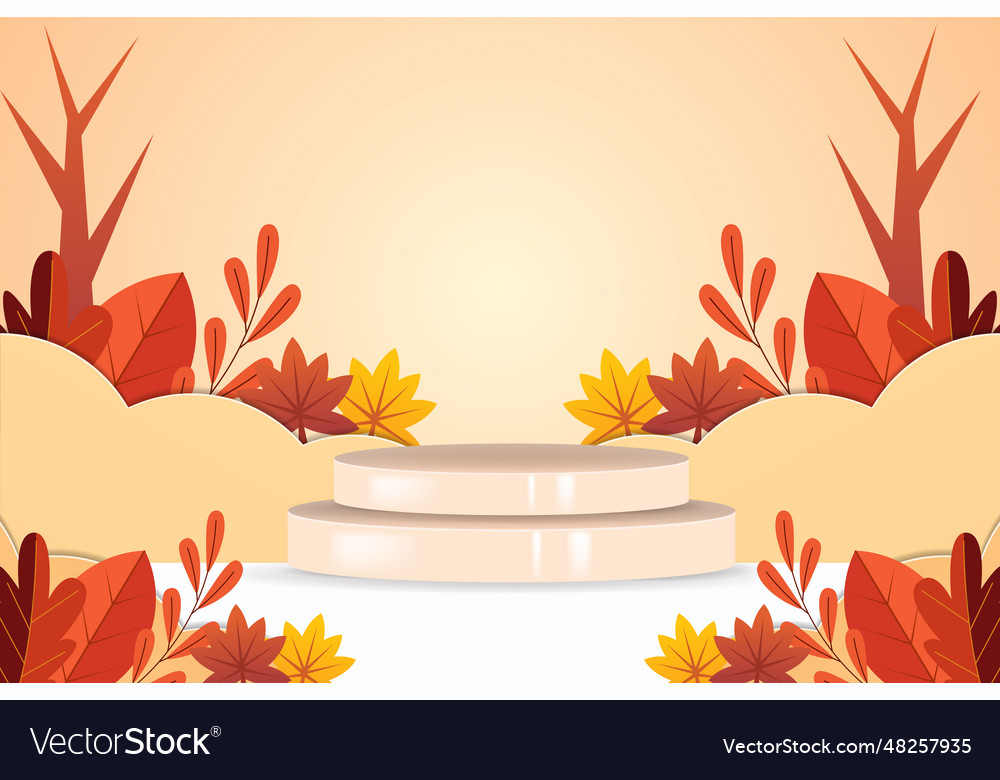 3d scene composition for autumn with podium