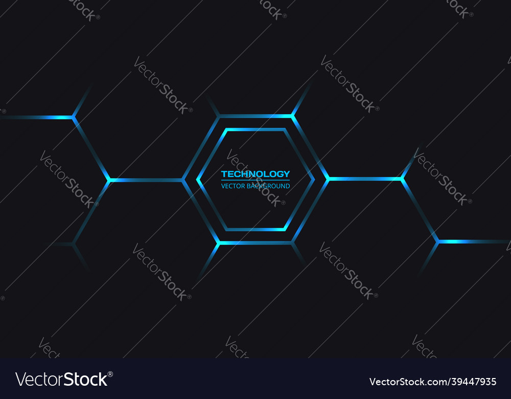 Blue bright energy flashes under hexagon