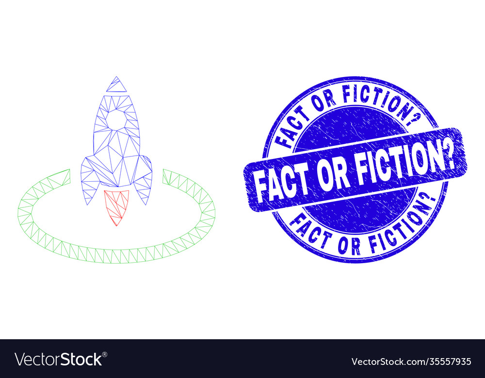 Blue distress fact or fiction question stamp