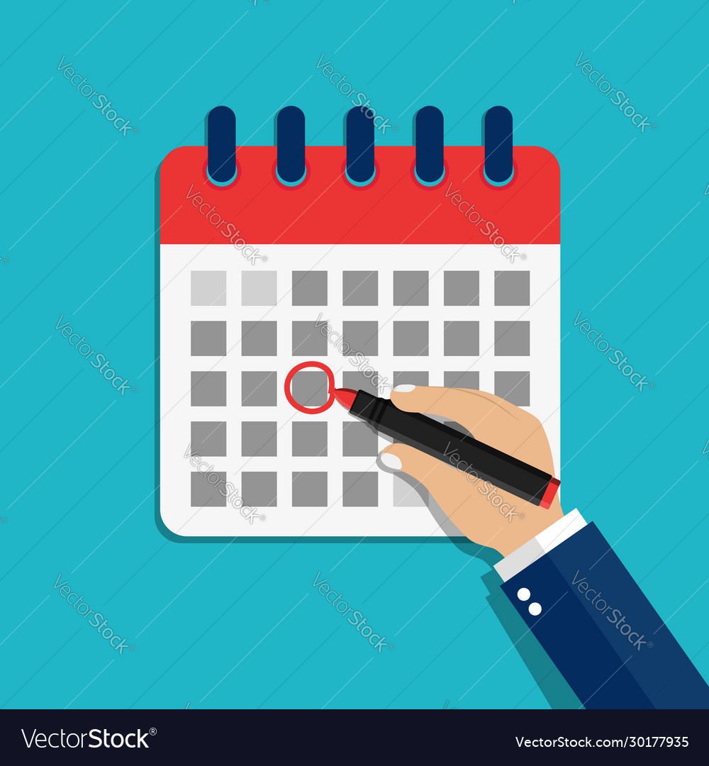 Calendar Date Circled Hand Man Circled Royalty Free Vector