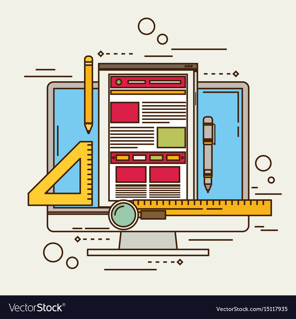 Flat of web design and development concepts