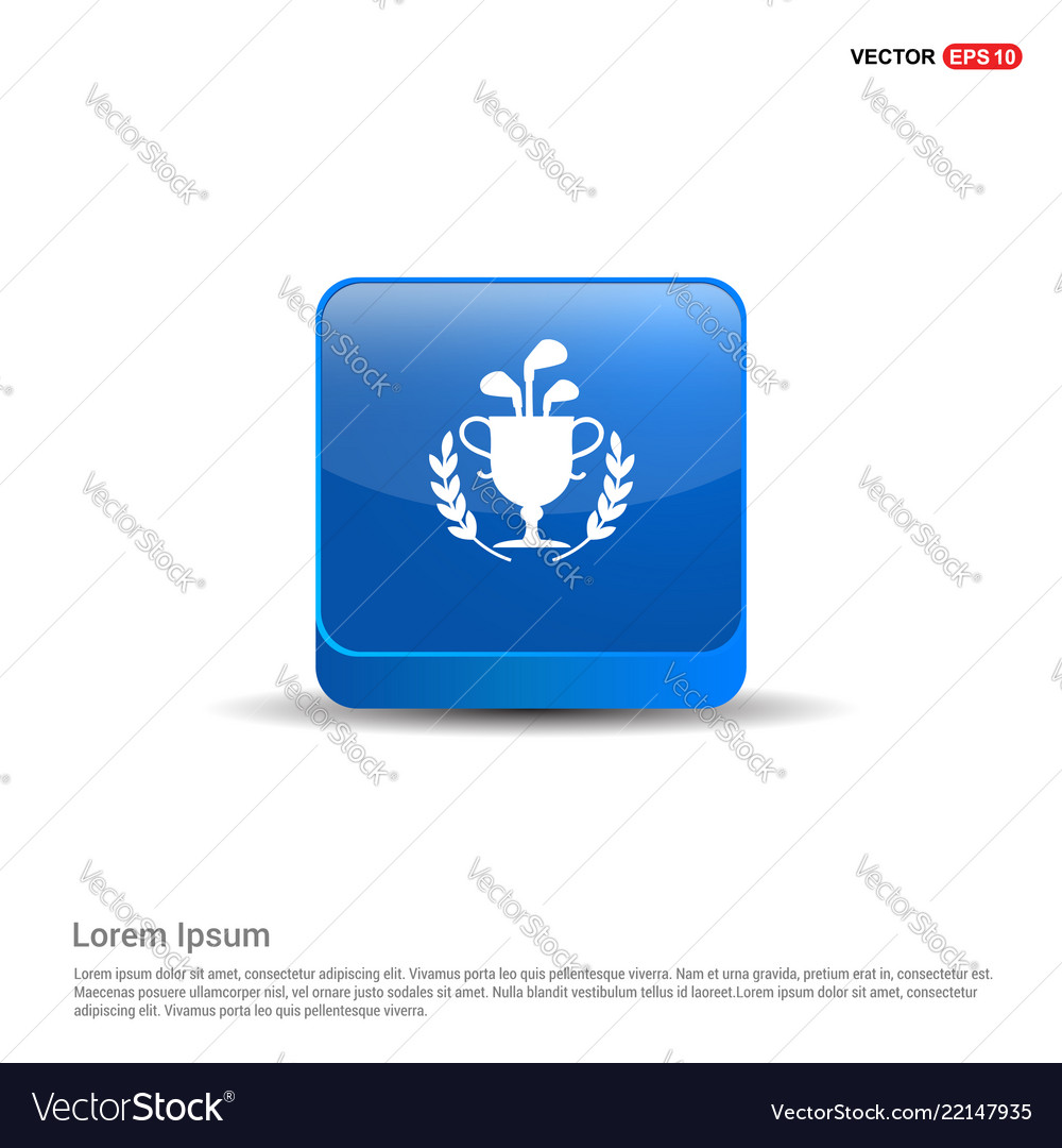 Golf champion icon - 3d blue button