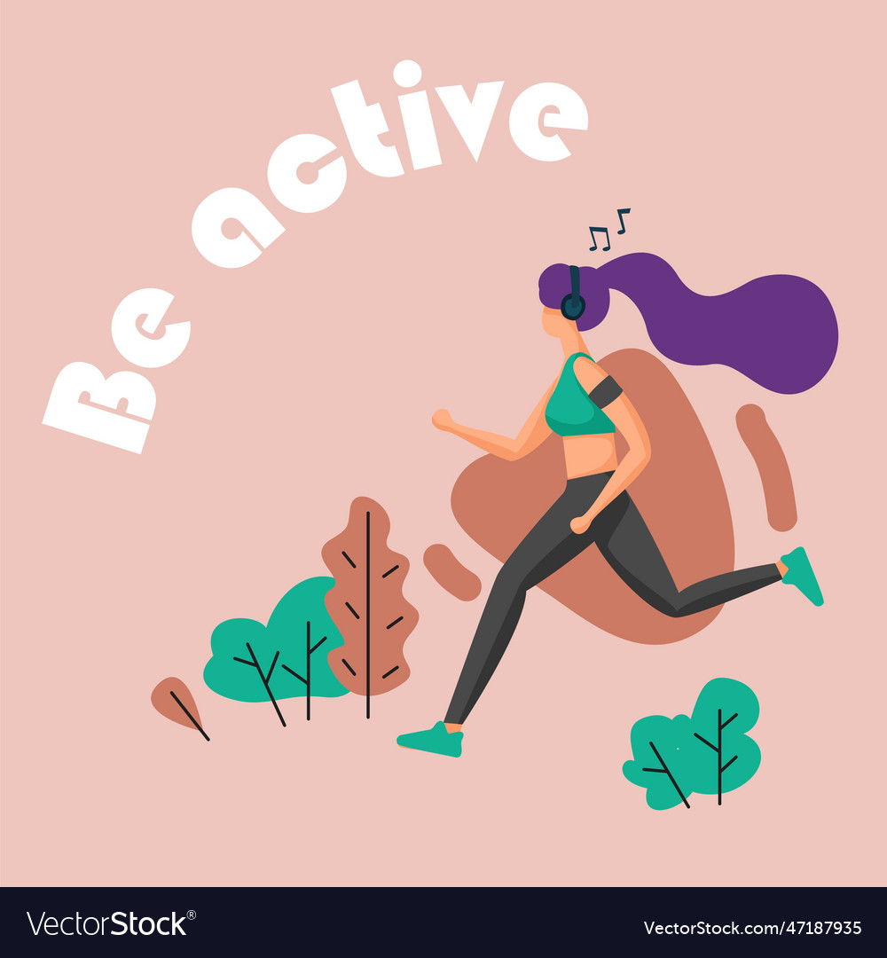 Healthy family poster active lifestyle woman Vector Image