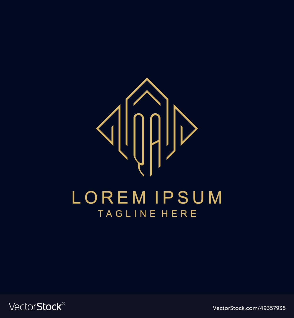 Initial logo qa monogram with rhombus line style