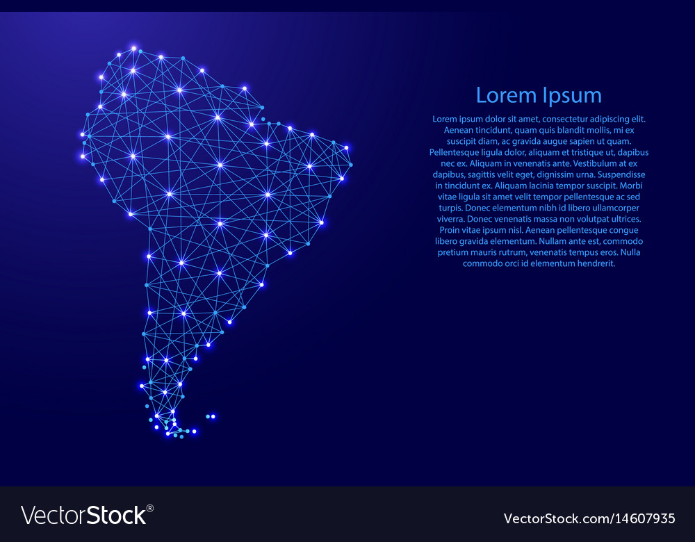 Map of south america from polygonal blue