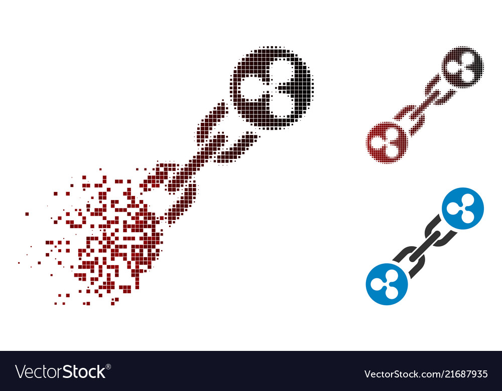 Moving dot halftone ripple blockchain icon vector image Moving dot halftone ripple blockchain icon