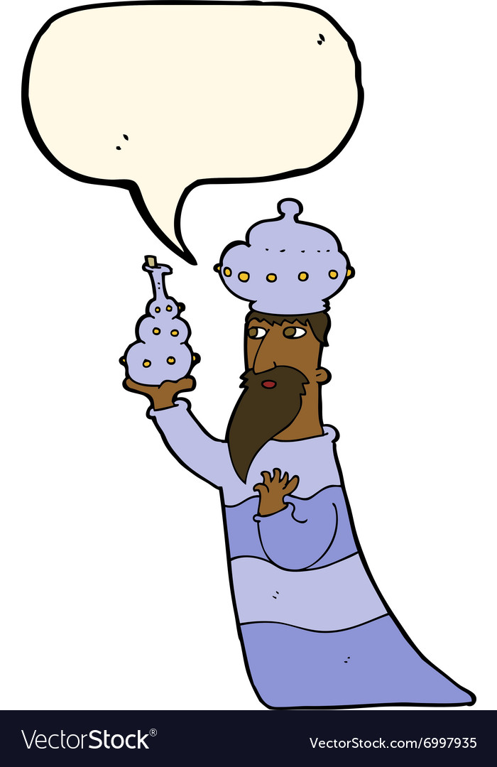 One of the three wise men with speech bubble