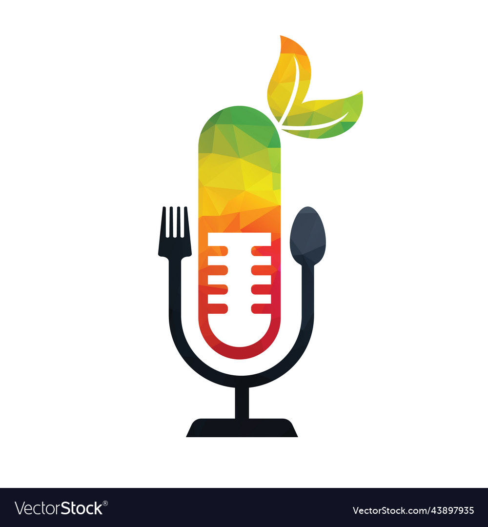 Podcast und gesunde Lebensmittel-Logo-Ikonen Designs vector image Podcast und gesunde Lebensmittel-Logo-Ikonen Designs