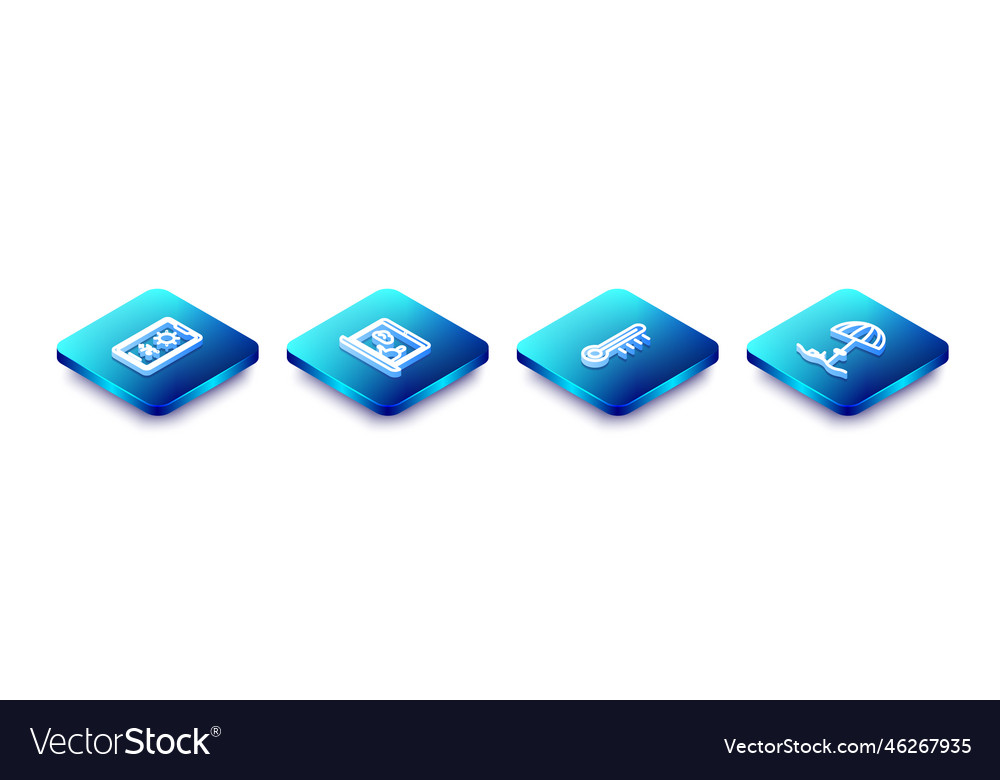 Set isometric line weather forecast meteorology