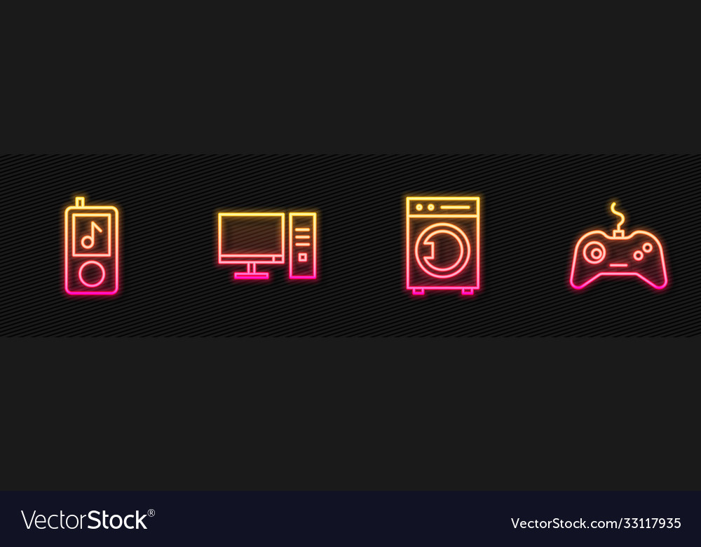 Set line washer music player computer monitor Vector Image Set line washer music player computer monitor