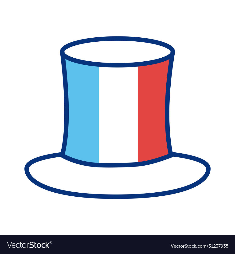 Top hat with france flag line style icon Vector Image