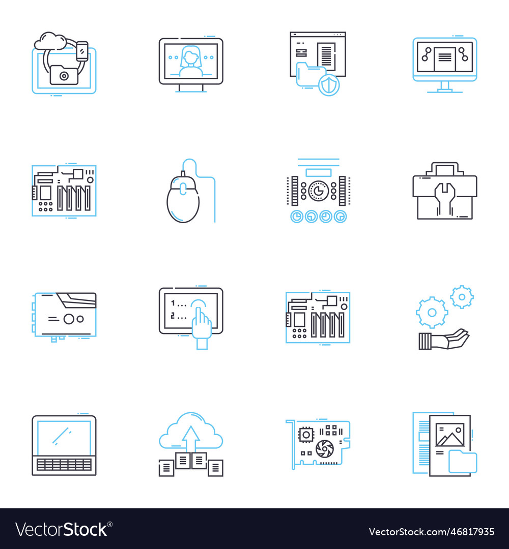Video tools linear icons set edit record stream