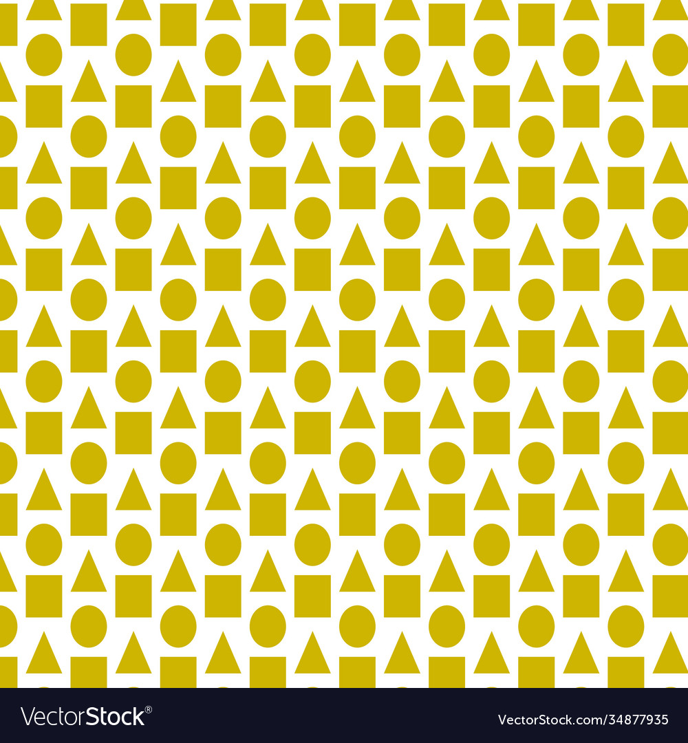 Yellow background with triangles circles vector image Yellow background with triangles circles
