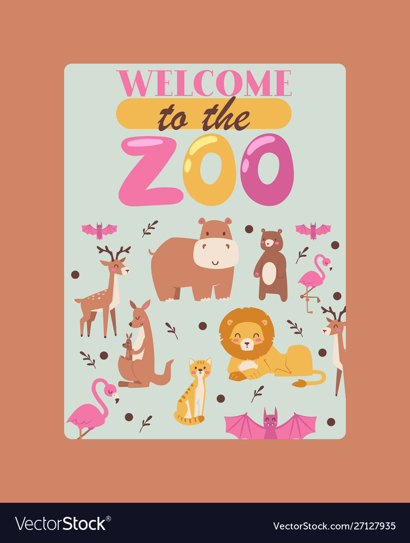 Zoo animals poster vector image Zoo animals poster