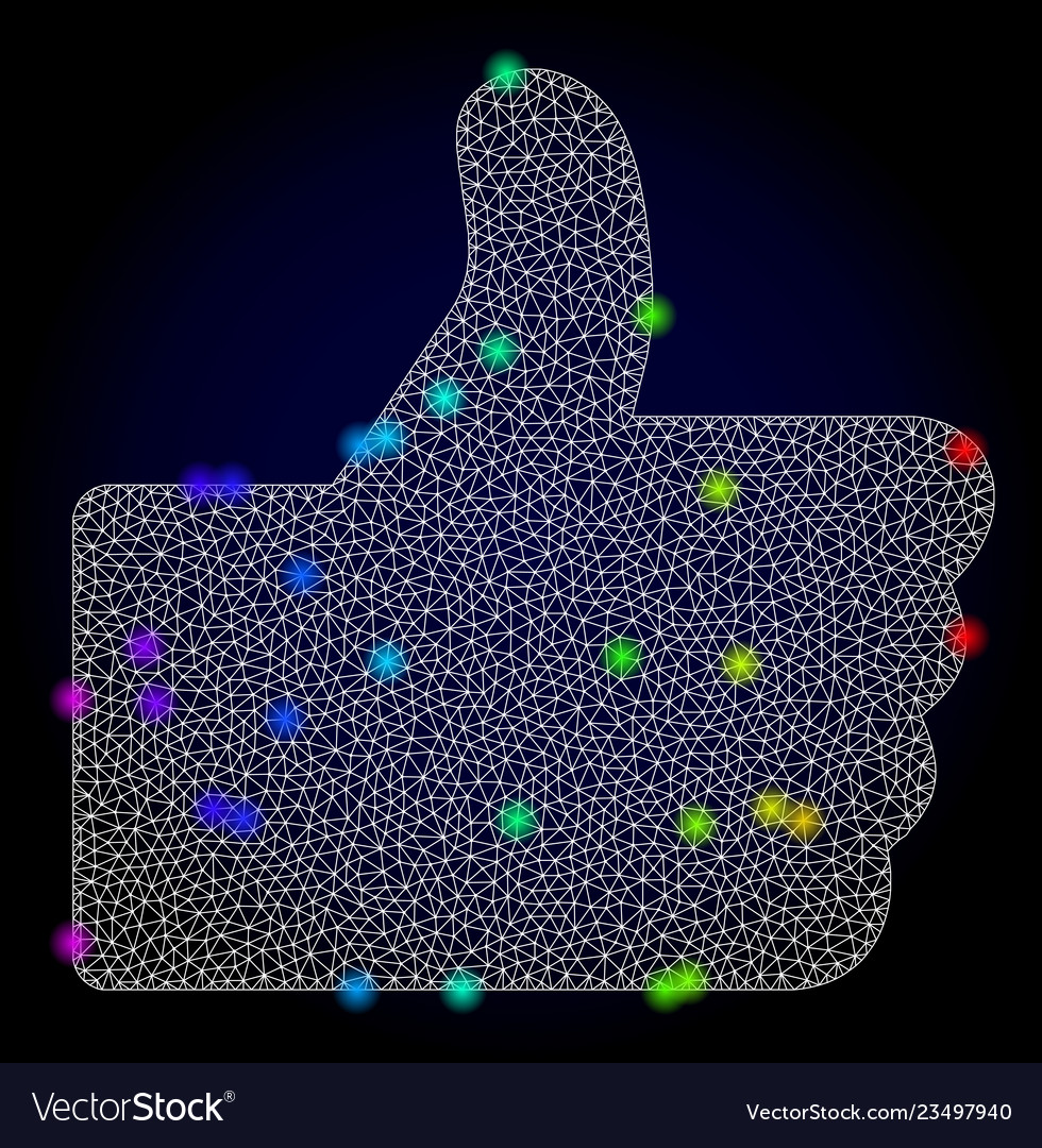 2d mesh thumb up with spectrum colored vector image 2d mesh thumb up with spectrum colored
