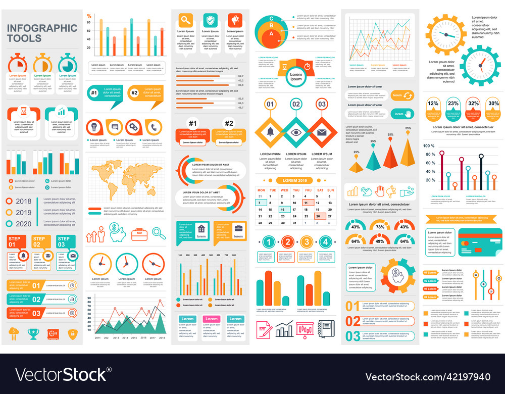 Bundle infographic elements data visualization Vector Image