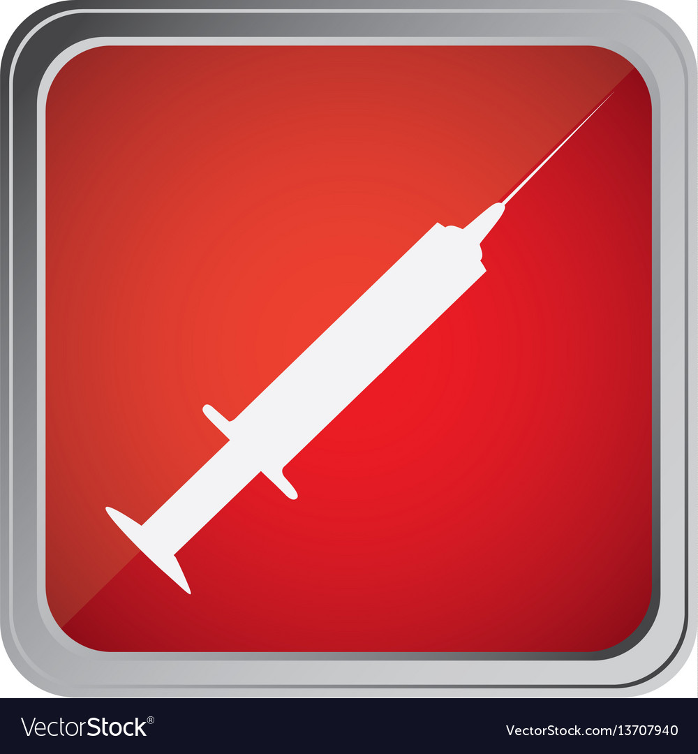 Button with syringe background red