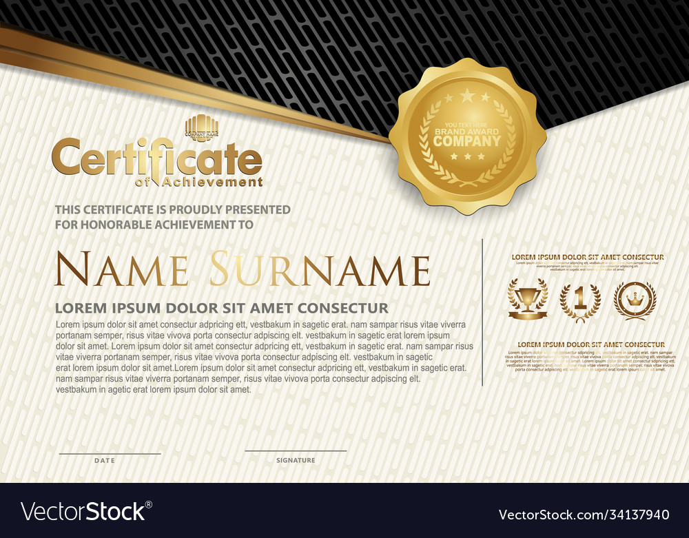 Certificate template with textured background vector image Certificate template with textured background