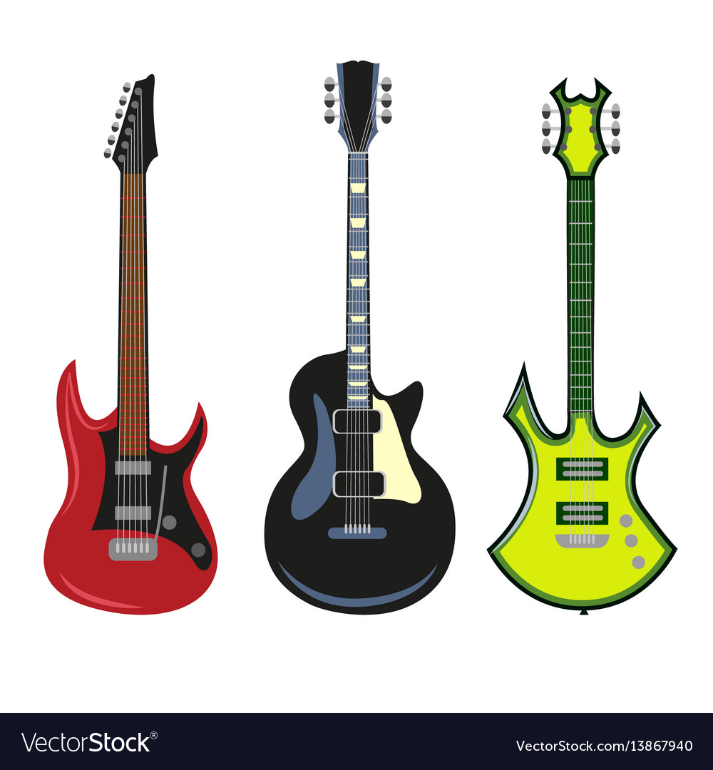 Collection Of Heavy Metal Electric Bass Or Vector Image 8459