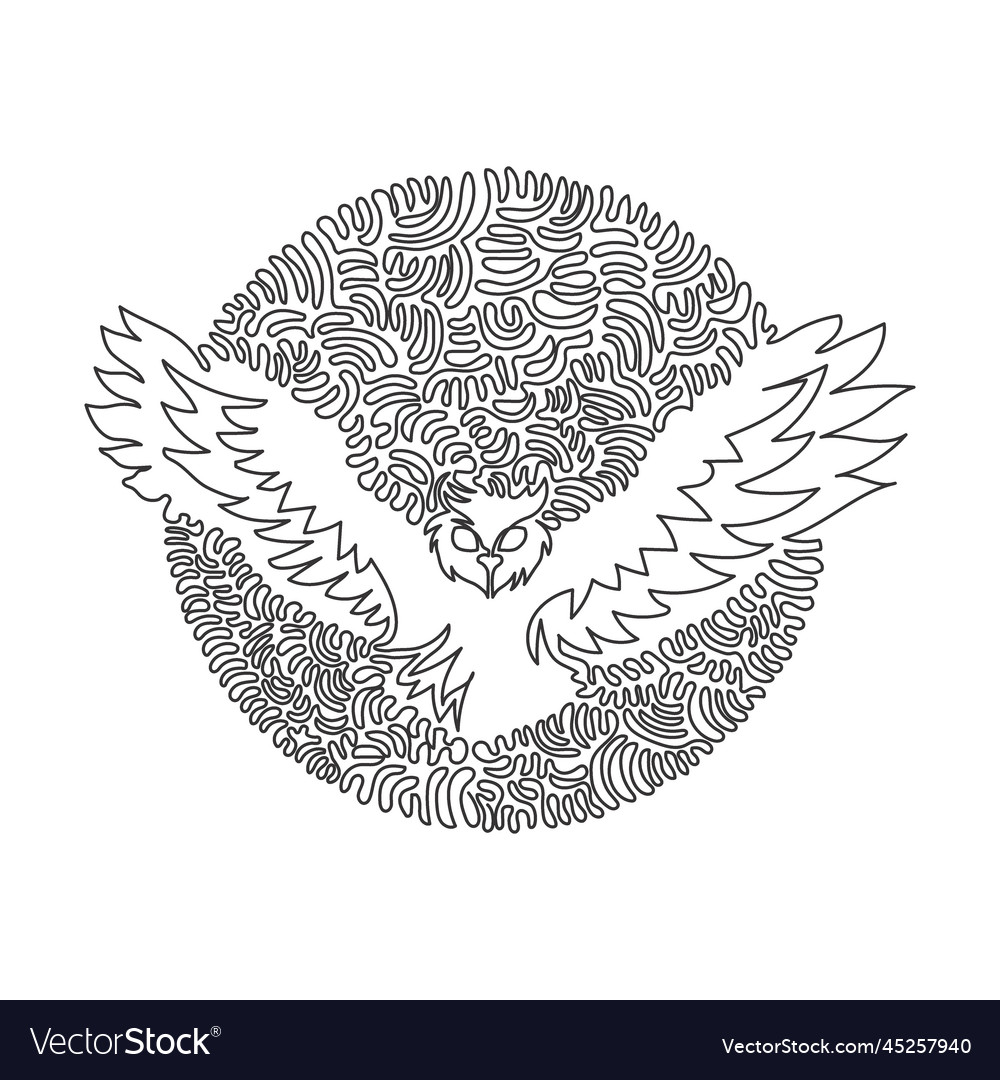 Continuous curve one line drawing of owl deadly Vector Image Continuous curve one line drawing of owl deadly