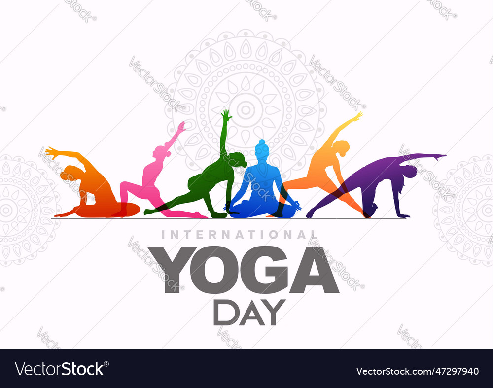 International yoga day body posture group Vector Image