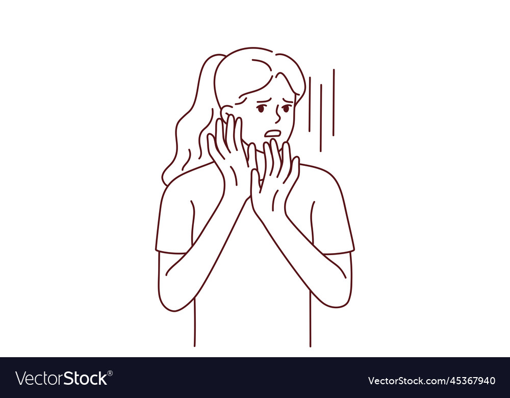 Scared woman feeling terrified Royalty Free Vector Image