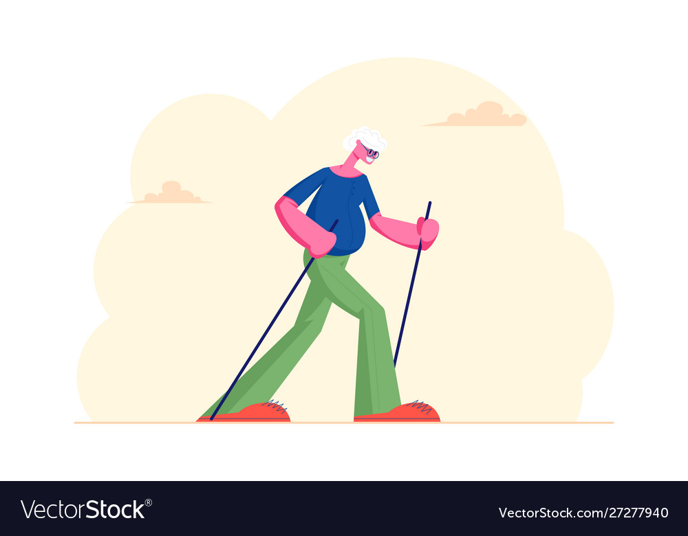 Senior gentleman engaged outdoors fitness class Vector Image