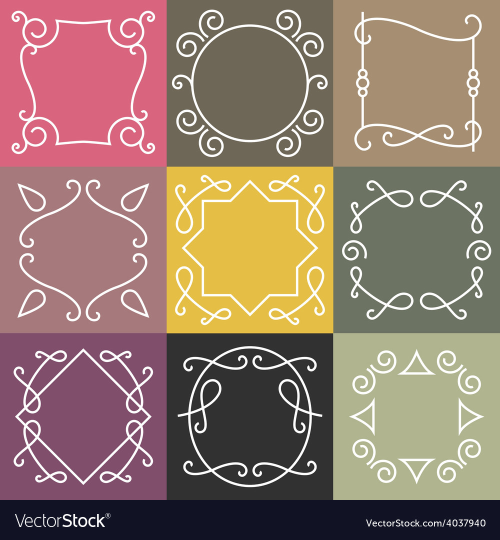 Set of outline borders and frames abstract hipster