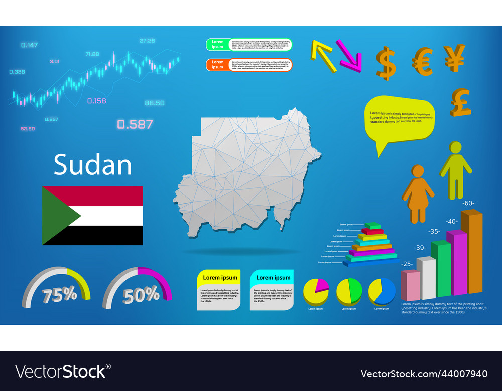 Sudan map info graphics - charts symbols elements vector image Sudan map info graphics - charts symbols elements