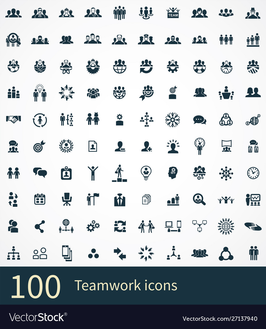 Teamwork 100 icons universal set for web and ui