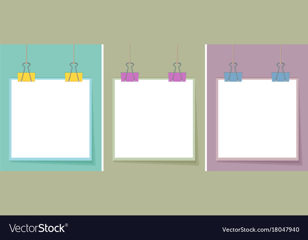 Three blank papers with different colors