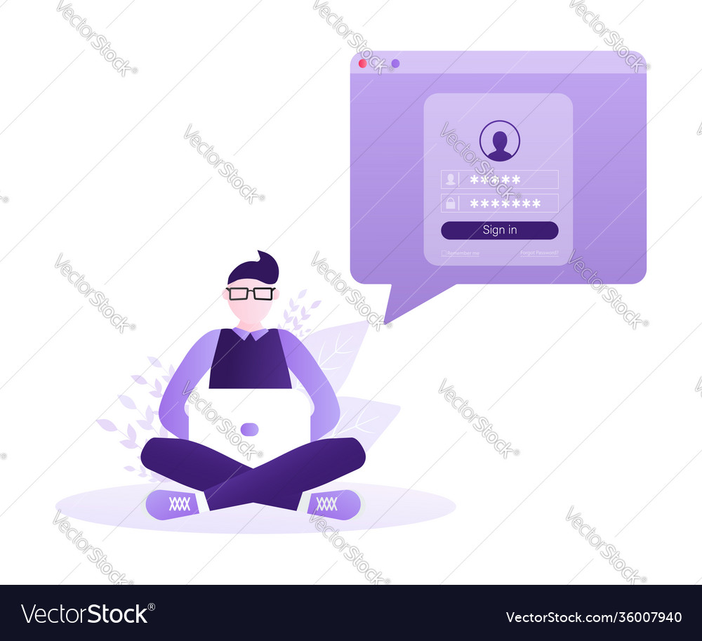 User login with character concept for any purpose Vector Image User login with character concept for any purpose