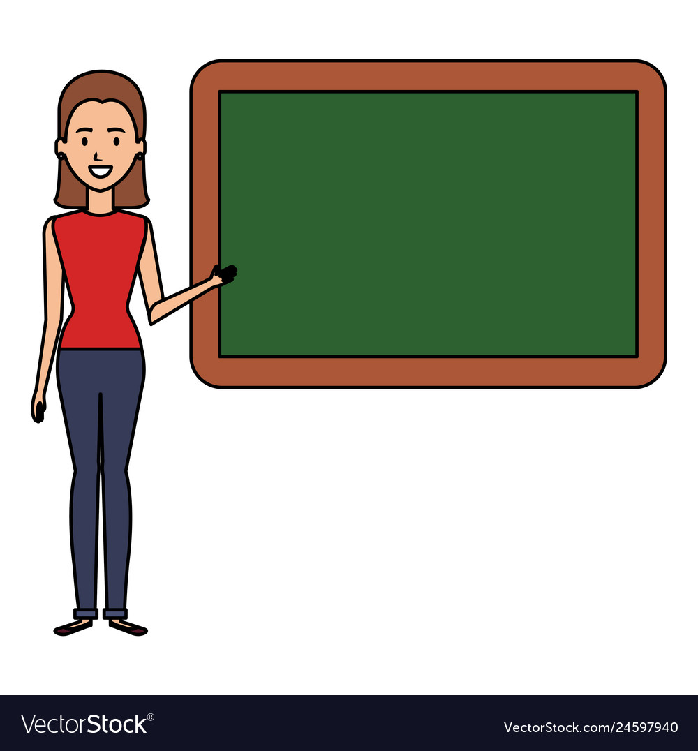 Woman teacher with chalkboard Royalty Free Vector Image