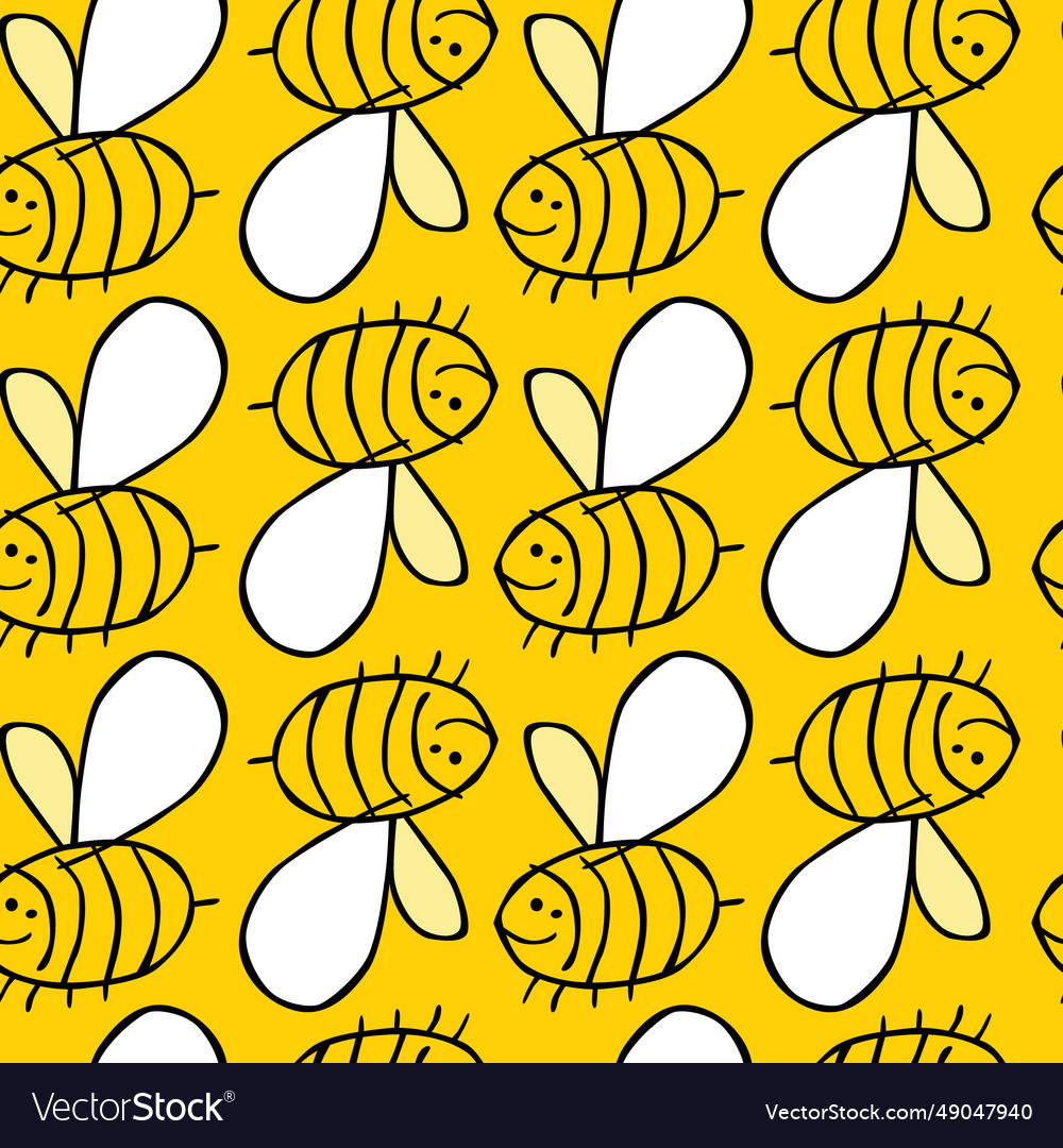 Yellow seamless pattern with rows of cute Vector Image Yellow seamless pattern with rows of cute