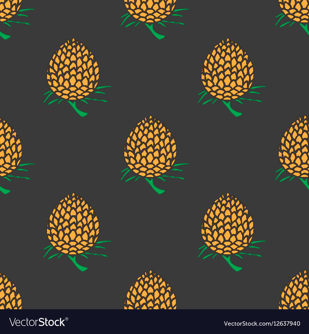 Young pineapple on dark background seamless