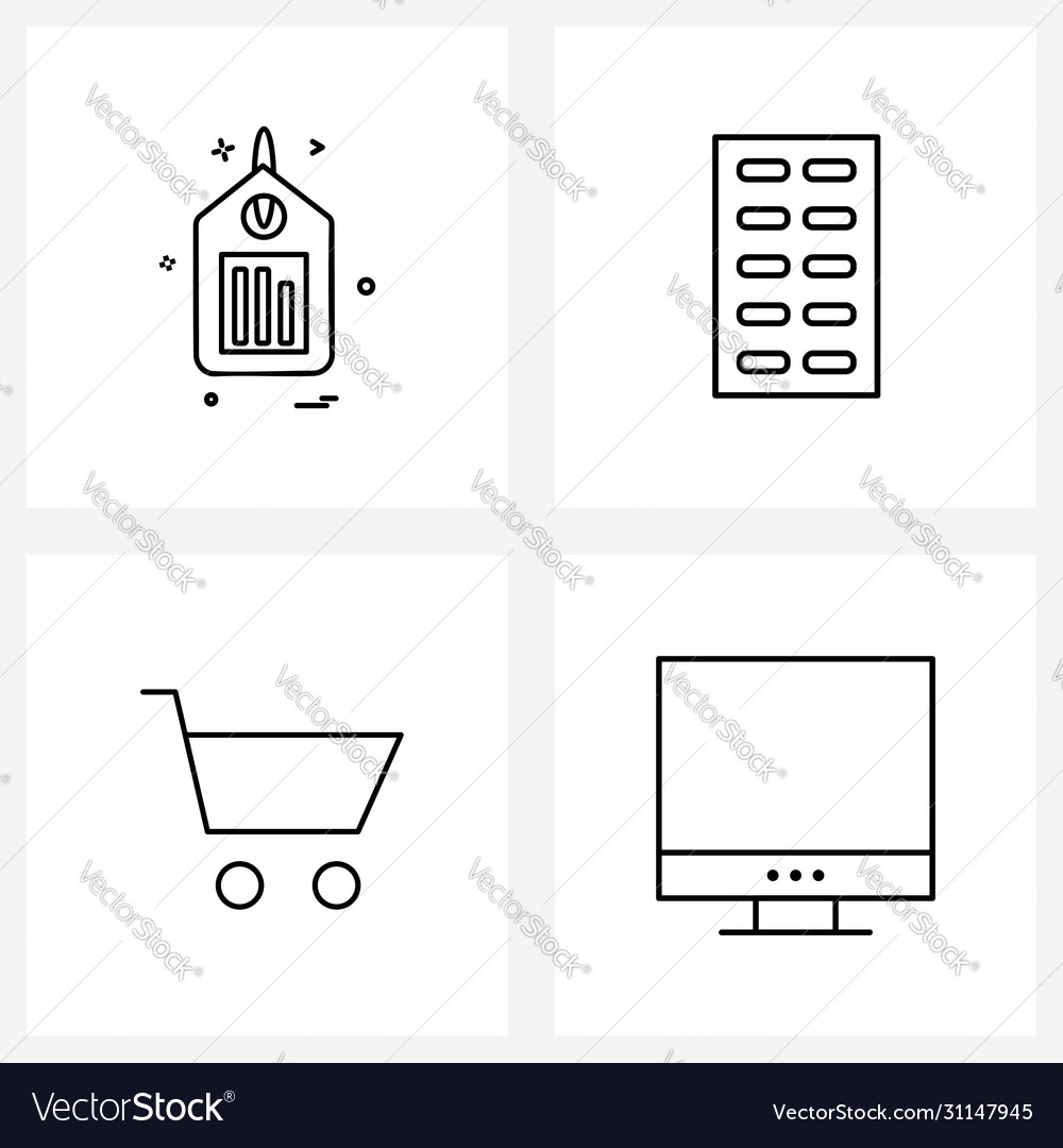 4 universal line icons for web and mobile tag