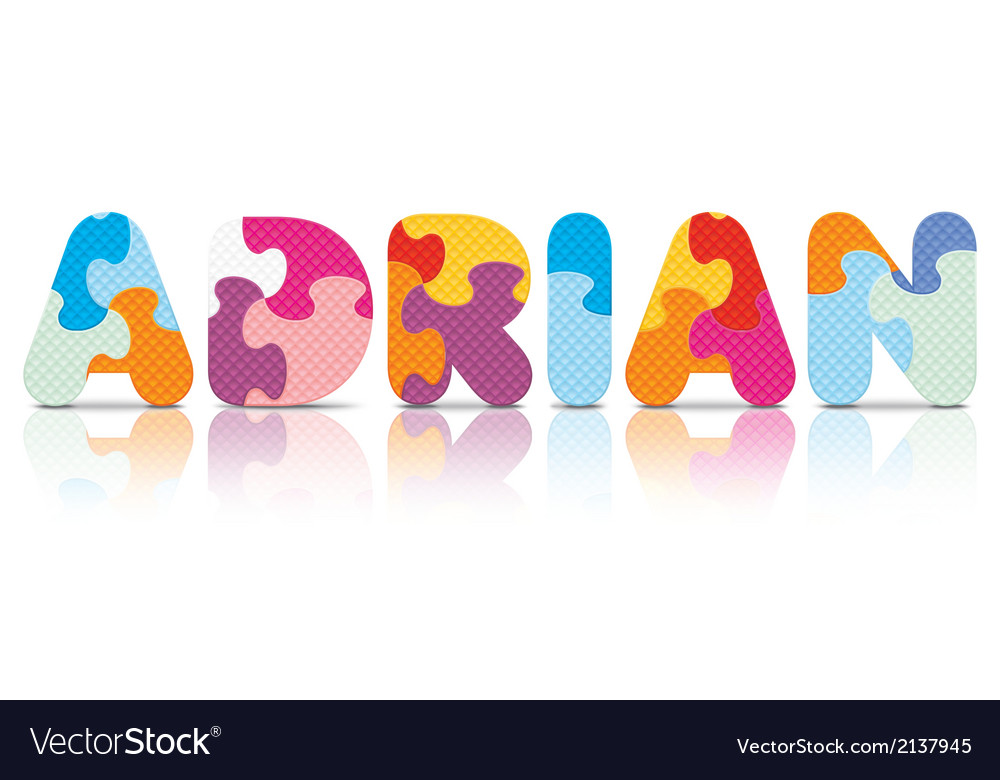 Adrian written with alphabet puzzle