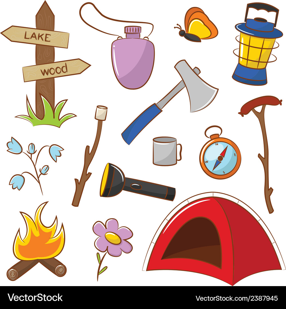 Camping Icon Set Royalty Free Vector Image - VectorStock
