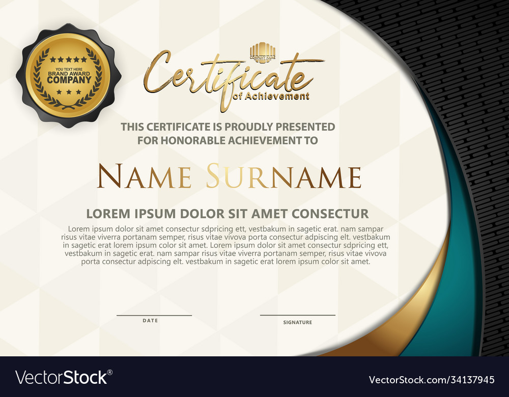 Certificate template with textured background vector image Certificate template with textured background