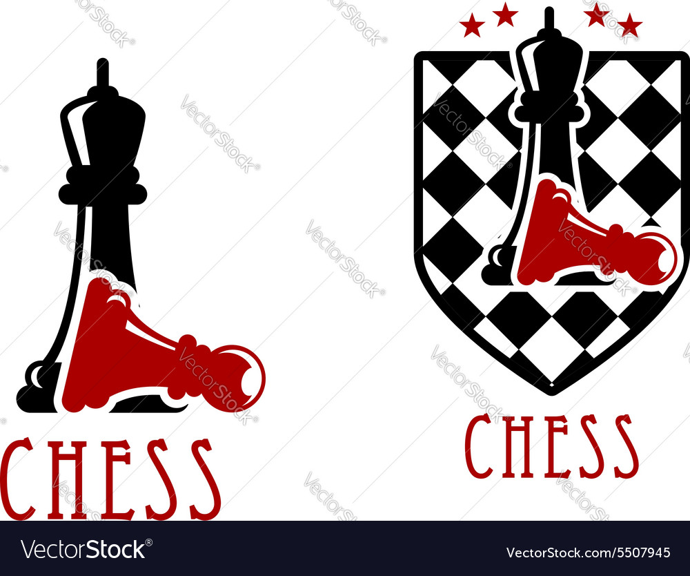 Chess icon with queens over fallen pawns Vector Image