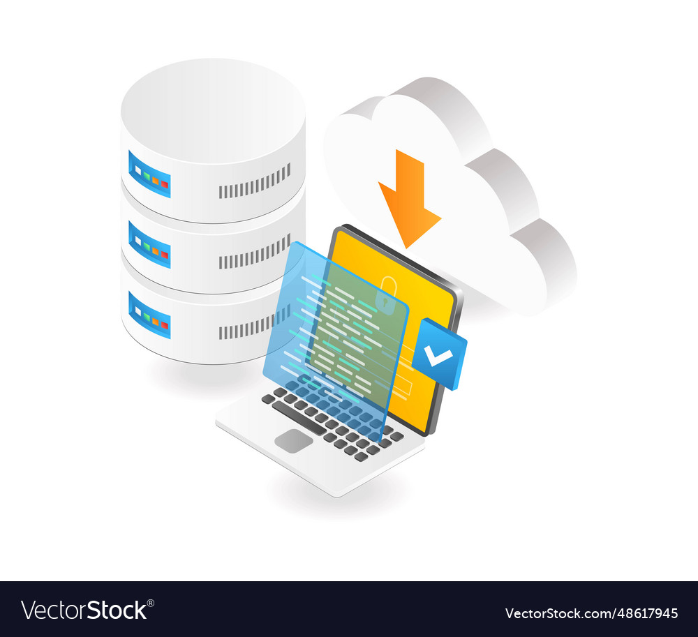Datenbankserver Cloud-Sicherheitsprogrammierung vector image Datenbankserver Cloud-Sicherheitsprogrammierung