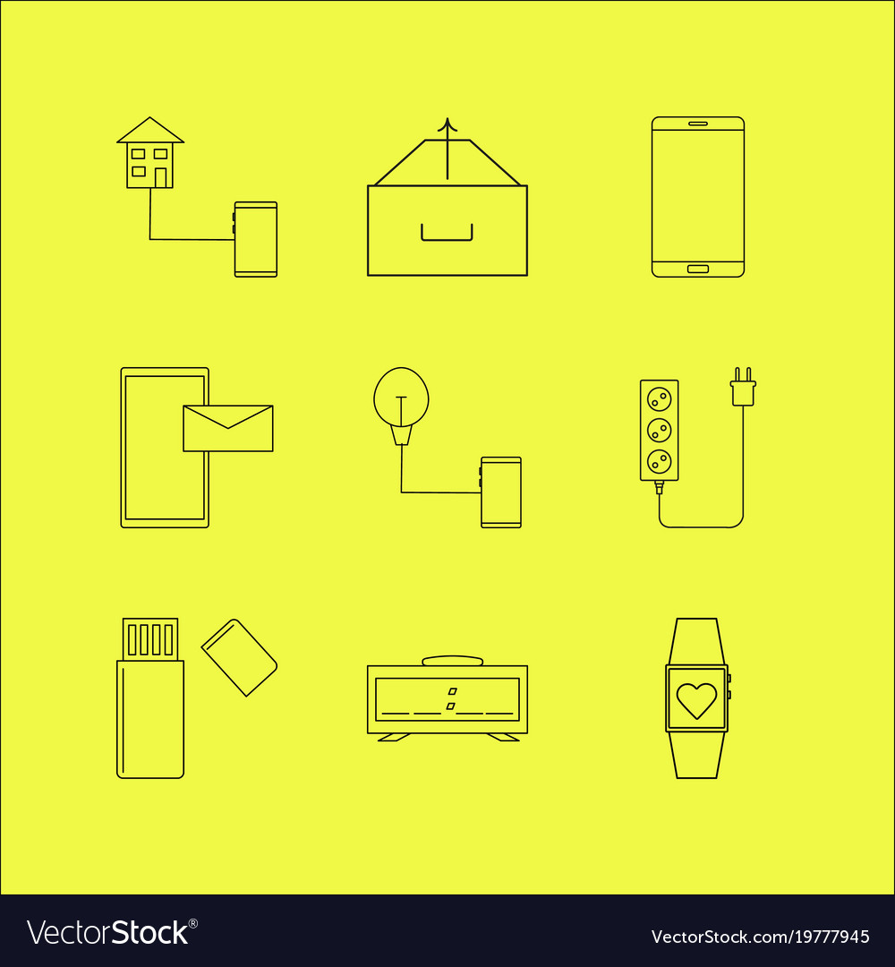 Devices linear icon set simple outline icons