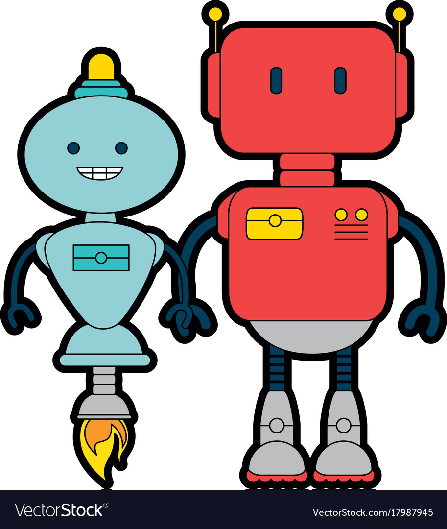 Electronic robots characters icon