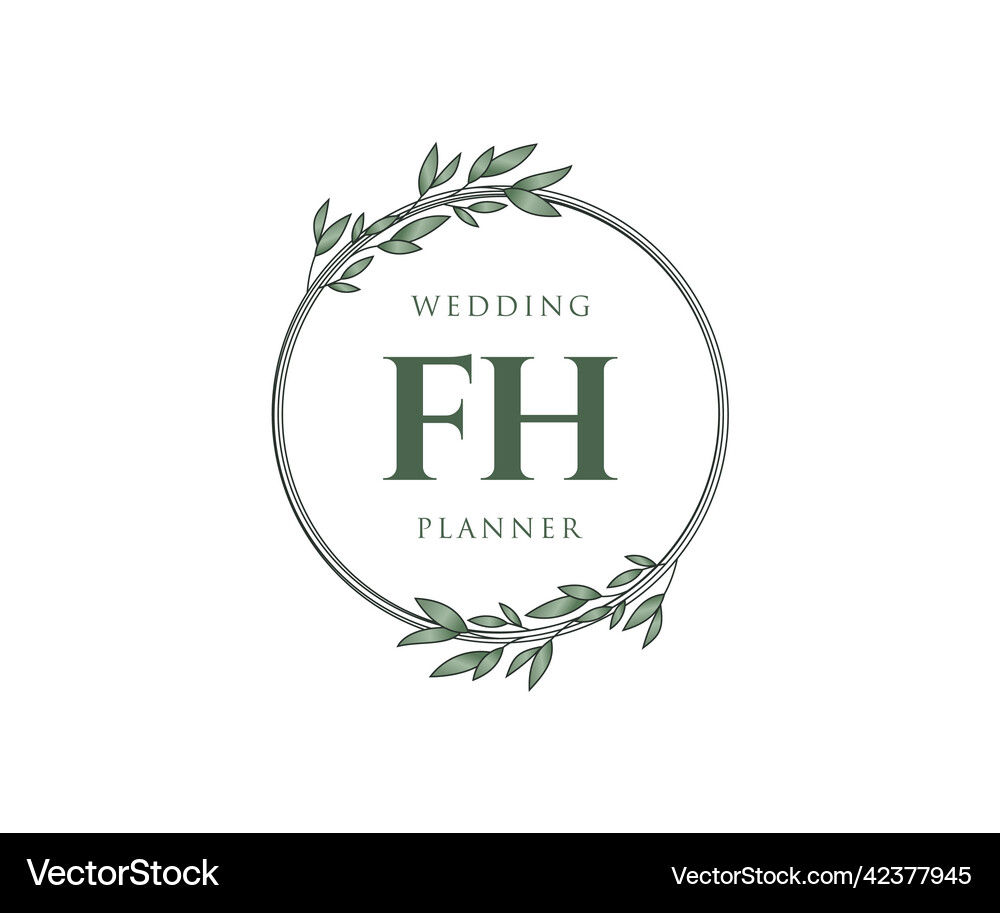 Fh initials letter wedding monogram logos Vector Image