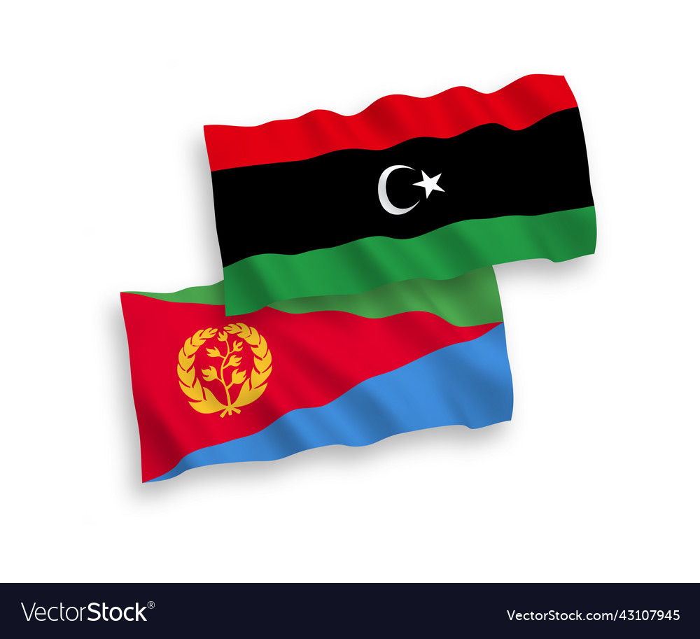 Flags of eritrea and libya on a white background vector image Flags of eritrea and libya on a white background