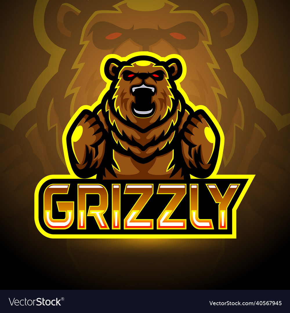 Grizzly Esport Logo Mascot Design Royalty Free Vector Image