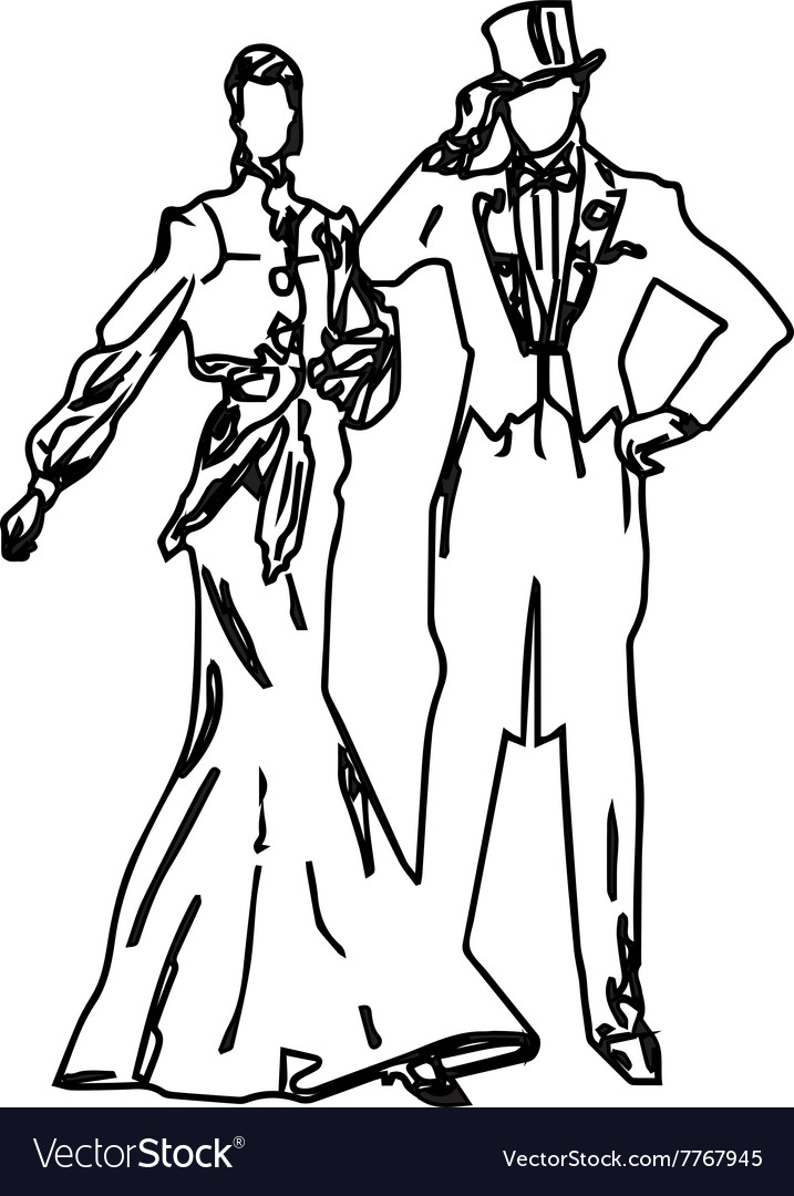 Ladies And Gentlemen 19th Century Fashion Vector Image