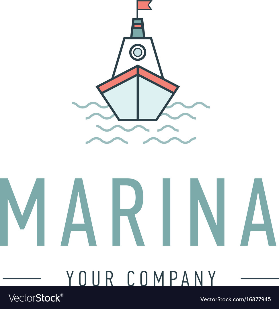 Marina steering wheel logo template Royalty Free Vector