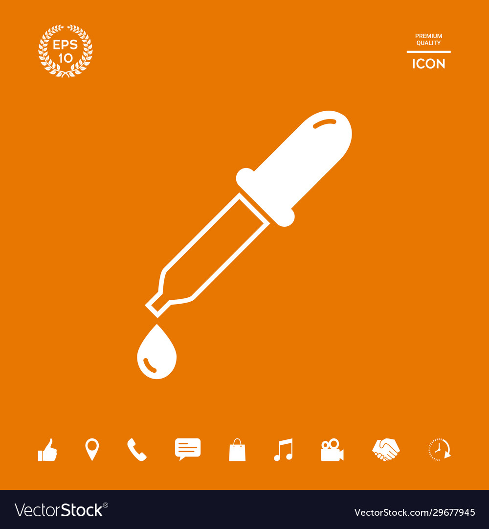 Pipette icon with drop graphic elements