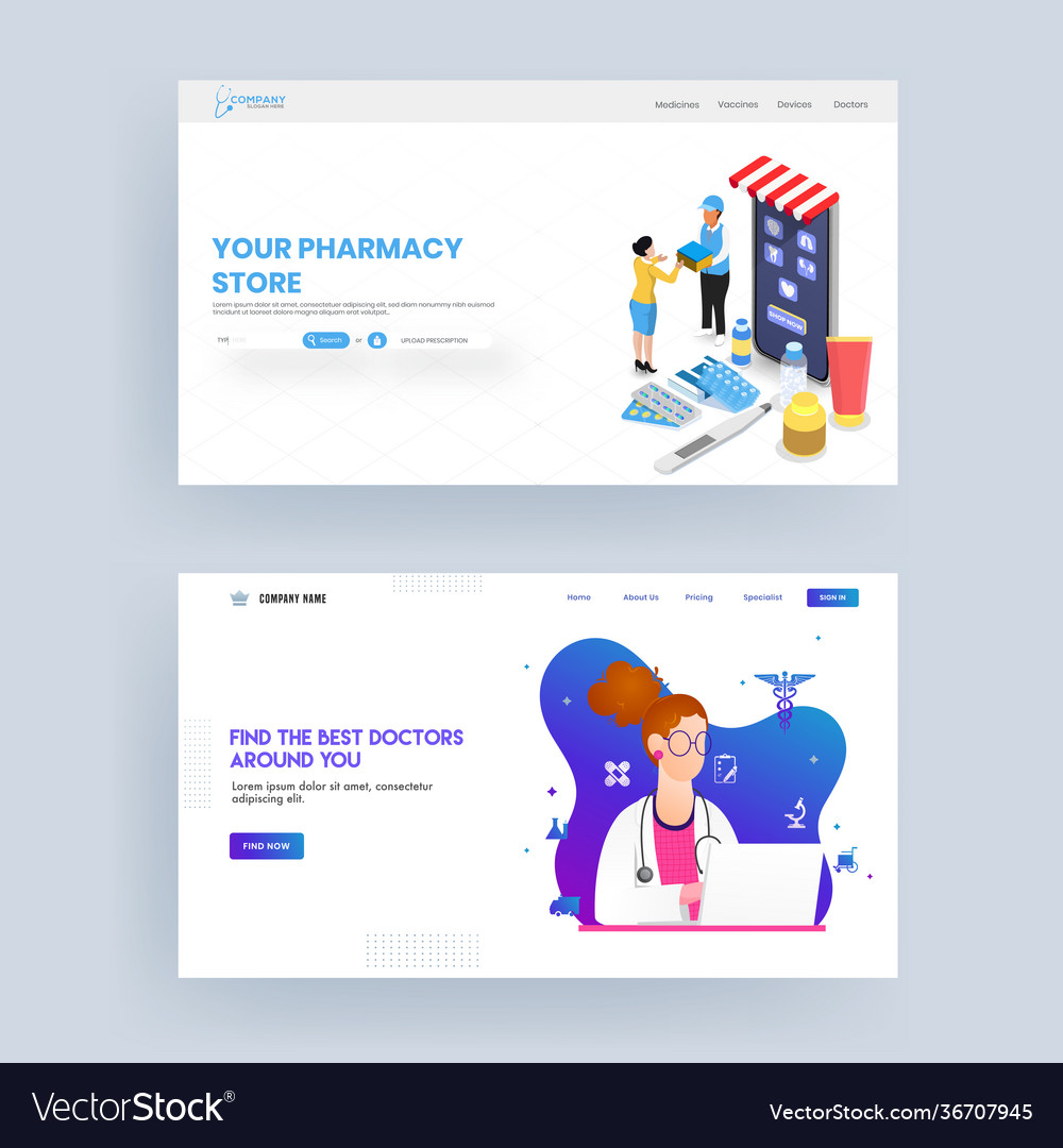 Responsive web banner or landing page design vector image Responsive web banner or landing page design